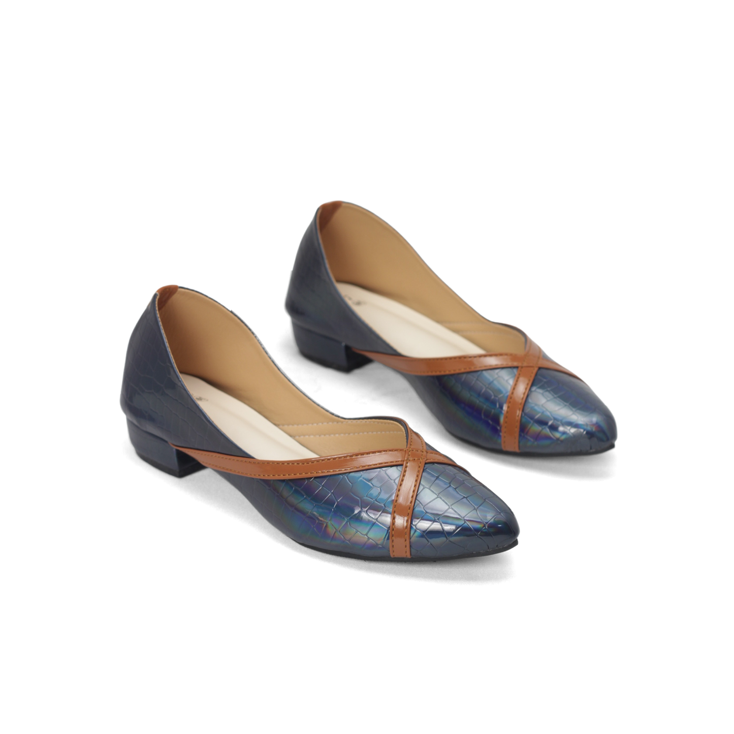 Women's Low-Heel Pumps with Crossover Strap and Pointed Toe | Nawabi Shoes BD