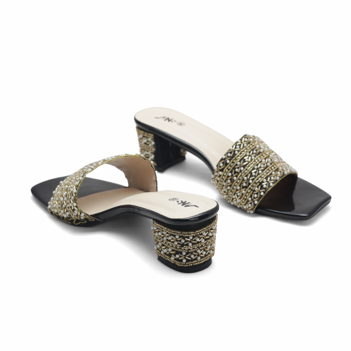 Short & Sweet: Beaded Block Heel Mules | Nawabi Shoes BD