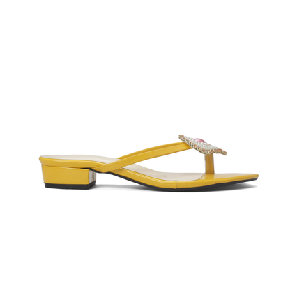 Yellow Sandals with Beaded Teardrop Detail and Block Heel | Nawabi Shoes BD