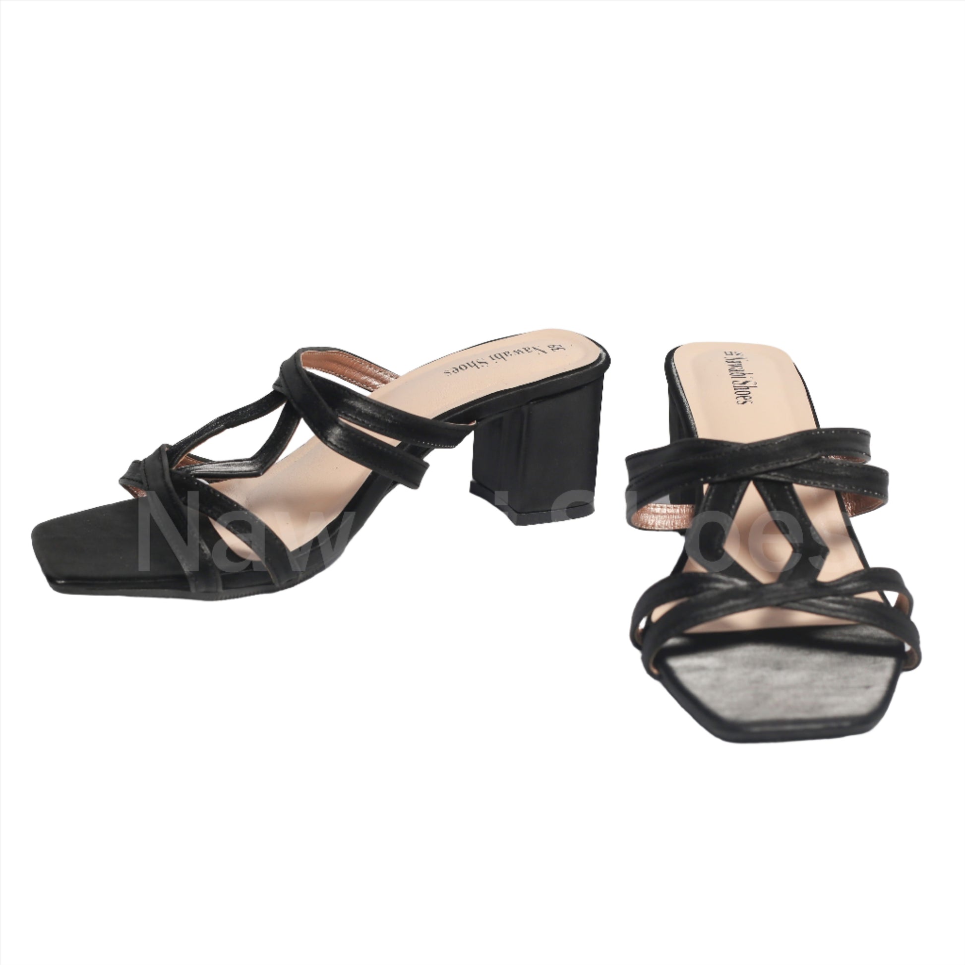 Black Durable Block Heels Luxury Shoes-Nawabi Shoes BD